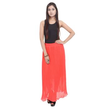 Orange wrinkled chiffon skirts 3
