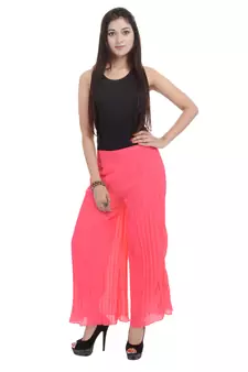 Pink wrinkled chiffon palazzo