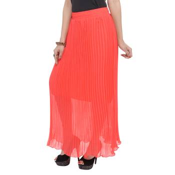 Orange wrinkled chiffon skirts 4