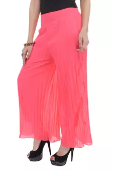 Pink wrinkled chiffon palazzo