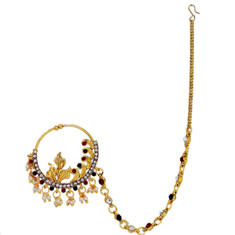Bajirao Mastani Maroon Green Nosepin