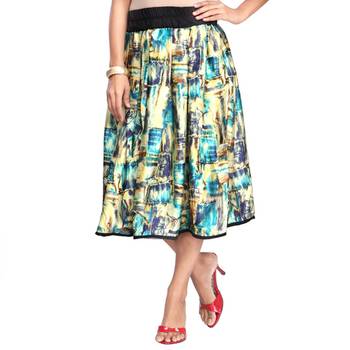 Multicolor satin knee length skirt 1