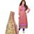 Pink embroidered Jacquard unstitched salwar with dupatta