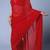 Designer Plain Faux Chiffon Red Saree Sari with Blouse