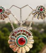 9.25% silver pendant set along with ear tops crafted with natural precious stones