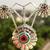 9.25% silver pendant set along with ear tops crafted with natural precious stones