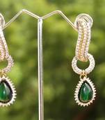 Cz earrings with emerald drop