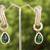 Cz earrings with emerald drop