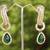 Cz earrings with emerald drop