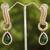 Cz earrings with emerald drop