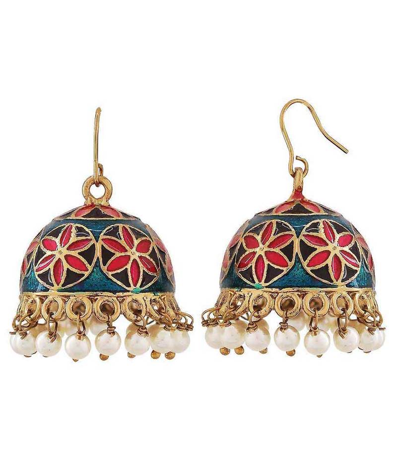 Sexy Multicolour Meenakari Party Jhumki Earrings