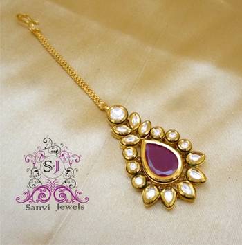 Ruby Kundan Meena Maang Tikka 1