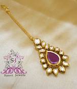 Ruby Kundan Meena Maang Tikka