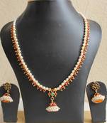 Beautiful Pearl Temle Jewel Jhumka Pendant Necklace Set