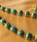 BEAUTIFUL HANDMADE BLUE MEENAKARI BALLS NECKLACE SET-DJ02714