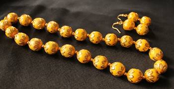 Beautiful Handmade Yellow Meenakari Balls Necklace Set 1