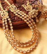 Mesmerising Multilayer Pearl Peacock Necklace Set