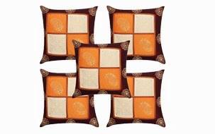 Gold Polysilk Embroidered Cushion Set 1