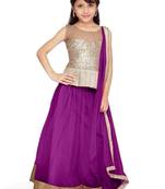 New Arrvial Kids Party Wear Soft Net Purple Color Lehenga Choli