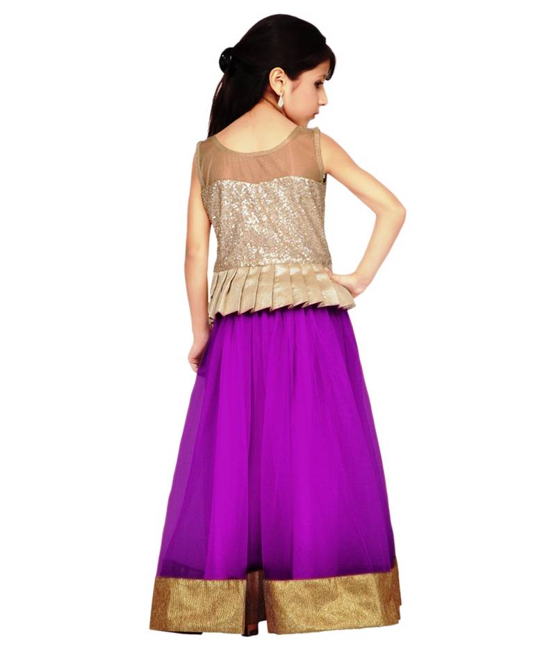 New Arrvial Kids Party Wear Soft Net Purple Color Lehenga Choli