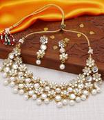 Floral Gold Plated Kundan Necklace Set for Women