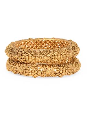 Gold Plated Temple Bangle Set 1