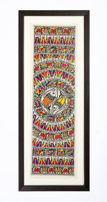 Multicolor handmade paper and  wooden frame  and  acrylic glass  wall art 1