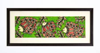 Multicolor handmade paper and  wooden frame  and  acrylic glass  wall art 1