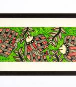 Multicolor handmade paper and  wooden frame  and  acrylic glass  wall art