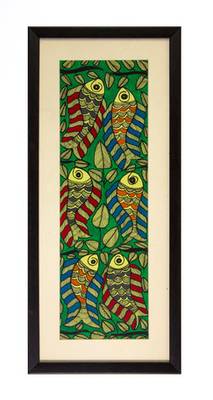 Multicolor handmade paper and  wooden frame  and  acrylic glass  wall art 1