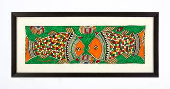 Multicolor handmade paper and  wooden frame  and  acrylic glass  wall art 1
