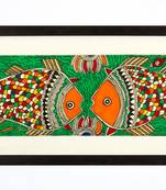 Multicolor handmade paper and  wooden frame  and  acrylic glass  wall art