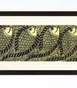 Multicolor handmade paper and  wooden frame  and  acrylic glass  wall art