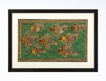 Multicolor handmade paper and  wooden frame  and  acrylic glass  wall art 1