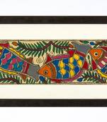 Multicolor handmade paper and  wooden frame  and  acrylic glass  wall art