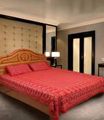 Red Geometric pattern ajrak bedsheet Hand Block Printed cotton double bedsheet
