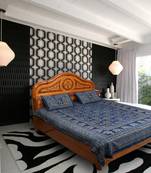 Indigo Camel print ajrak bedsheet Hand Block Printed cotton double bedsheet