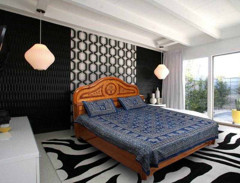Indigo Camel print ajrak bedsheet Hand Block Printed cotton double bedsheet