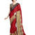 dark red embroidered faux satin saree with blouse