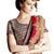 dark red embroidered faux satin saree with blouse