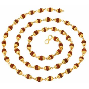 Gold Plated Rudraksh Mala Chain Long 24 inches for Men 1