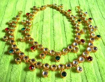 Golden Kundan Anklet 1