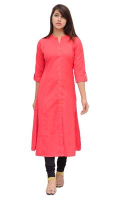 Princess Cut Kurti Linen Front Buttoned Formal Wear Kurta 1
