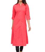 Princess Cut Kurti Linen Front Buttoned Formal Wear Kurta