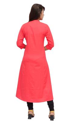 Princess Cut Kurti Linen Front Buttoned Formal Wear Kurta 2