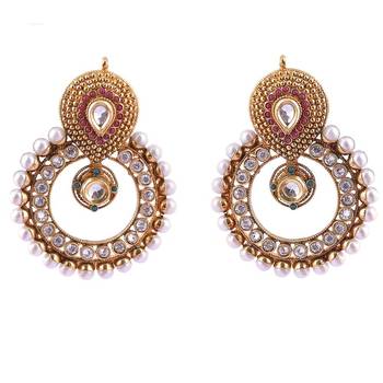 Adwitiya Collection Gold Dotted With Pearls Earrings For Women 1