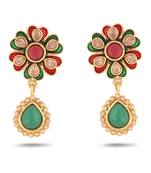 Adwitiya Collection Red Green Meenakari With Pearl Finishing Earrings For Women