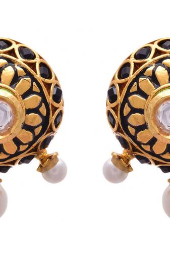 Elegant & Stunning Designer Earrings with Kundan, Pearl & Meenakari.