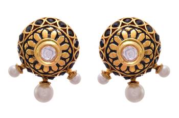 Elegant & Stunning Designer Earrings with Kundan, Pearl & Meenakari. 1