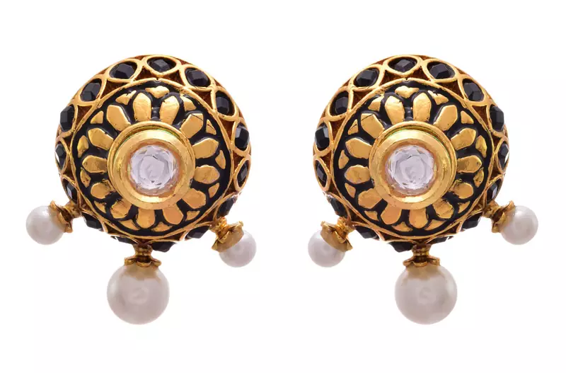 Elegant & Stunning Designer Earrings with Kundan, Pearl & Meenakari.